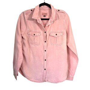 Universal Thread Pink Button-Down Utility Shirt Long Sleeve Double Chest Pockets